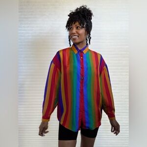Vintage The Limited 100% Silk Blouse – Rainbow Stripes